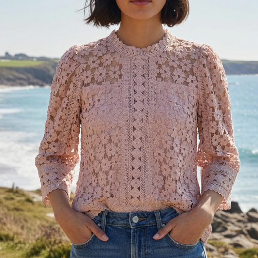 Women's Lace Blouse Puff Sleeves