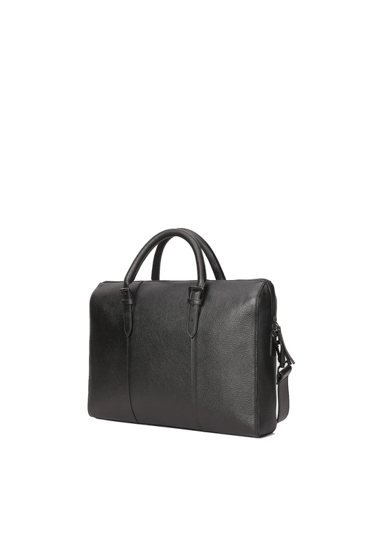 Happy Shopee Premium Milled Leather Briefcase - Double Compartment 16" Laptop Bag