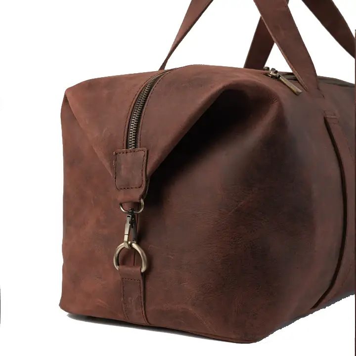 Happy Shopee Pull-up Cowhide Leather Travel Duffel - 29" Heritage Weekender Bag