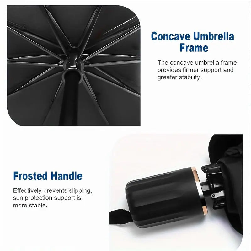 Windshield Sunshade 55x31in with Reflective Coating and Umbrella Fold for Cars