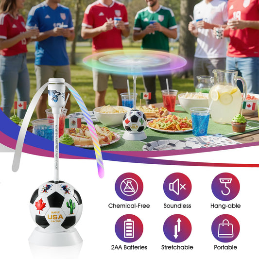 chemotex Soccer Theme Fly Fans for Tables, Table Top Fly Spinner to Keep Flies Away from Food, Outdoor Fly Repellent Fan for World Cup Party Decorations, Birthday Party Decor, BBQ (4)