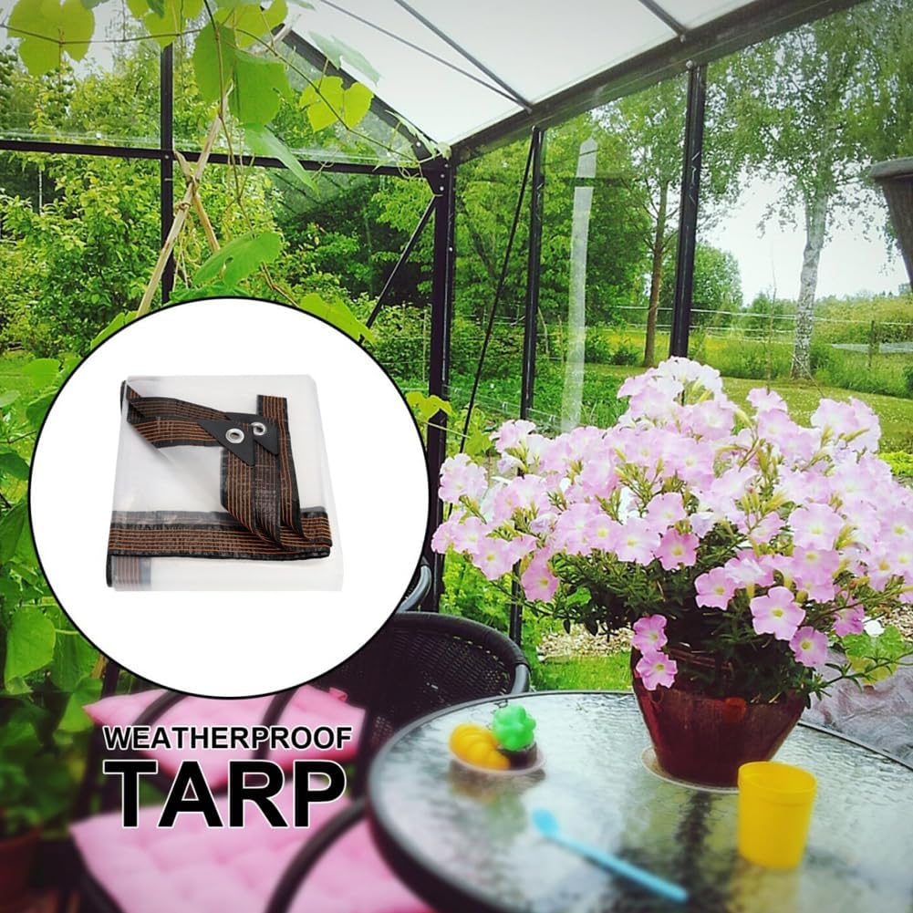 Clear Waterproof PE Tarp, Transparent Outdoor Cover with Metal Grommets