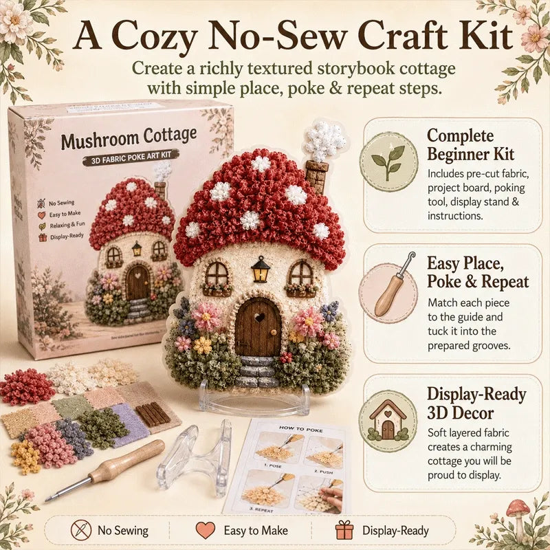 Whimsical Village 3D Fabric Poke Art Kit
