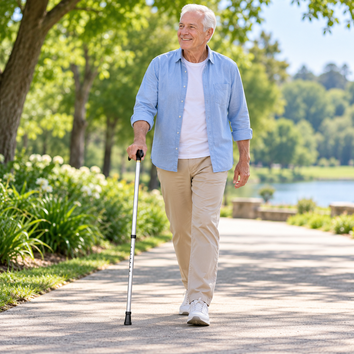 Adjustable Walking Cane Height Grip Foldable Stability