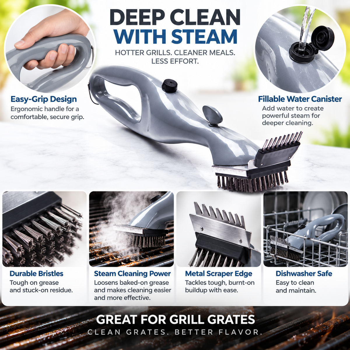 Bbq Cleaning Brush Steam Cleaning Tool Easy Grip Design