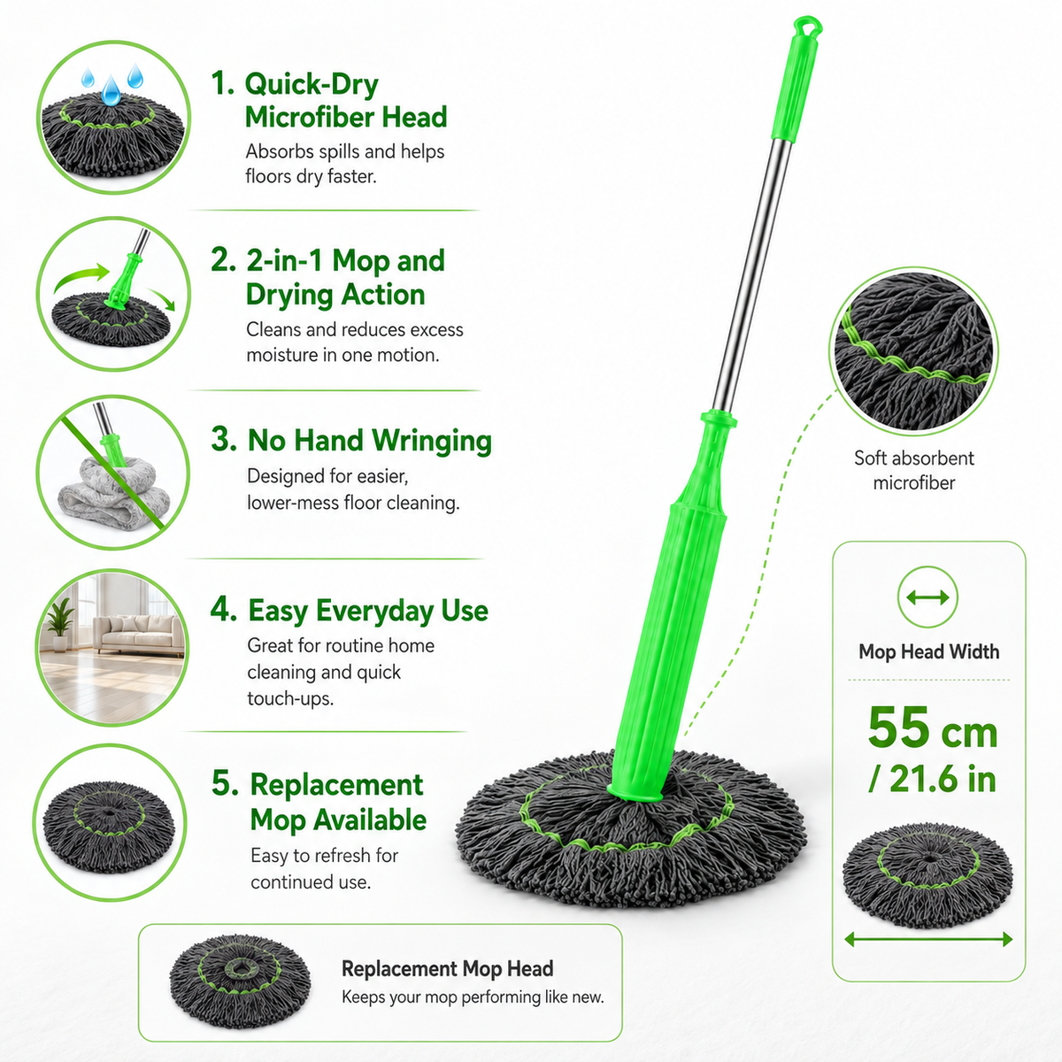 Dehydrated Mop Quick Dry Home Cleaning Efficient Use