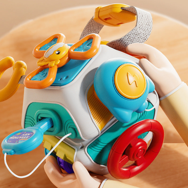 Montessori Busy Cube Toy – Sensory Fine Motor Activity Cube for Toddlers, Travel Learning and Early Childhood Development