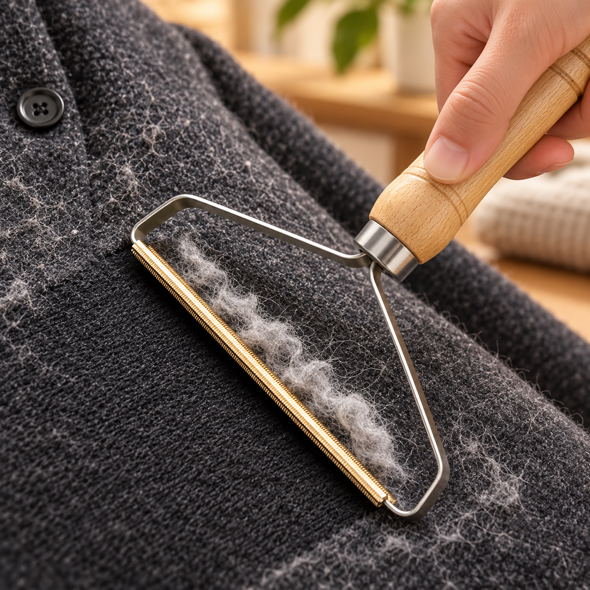 Eco Friendly Lint Remover Brush Portable Wooden Clothing