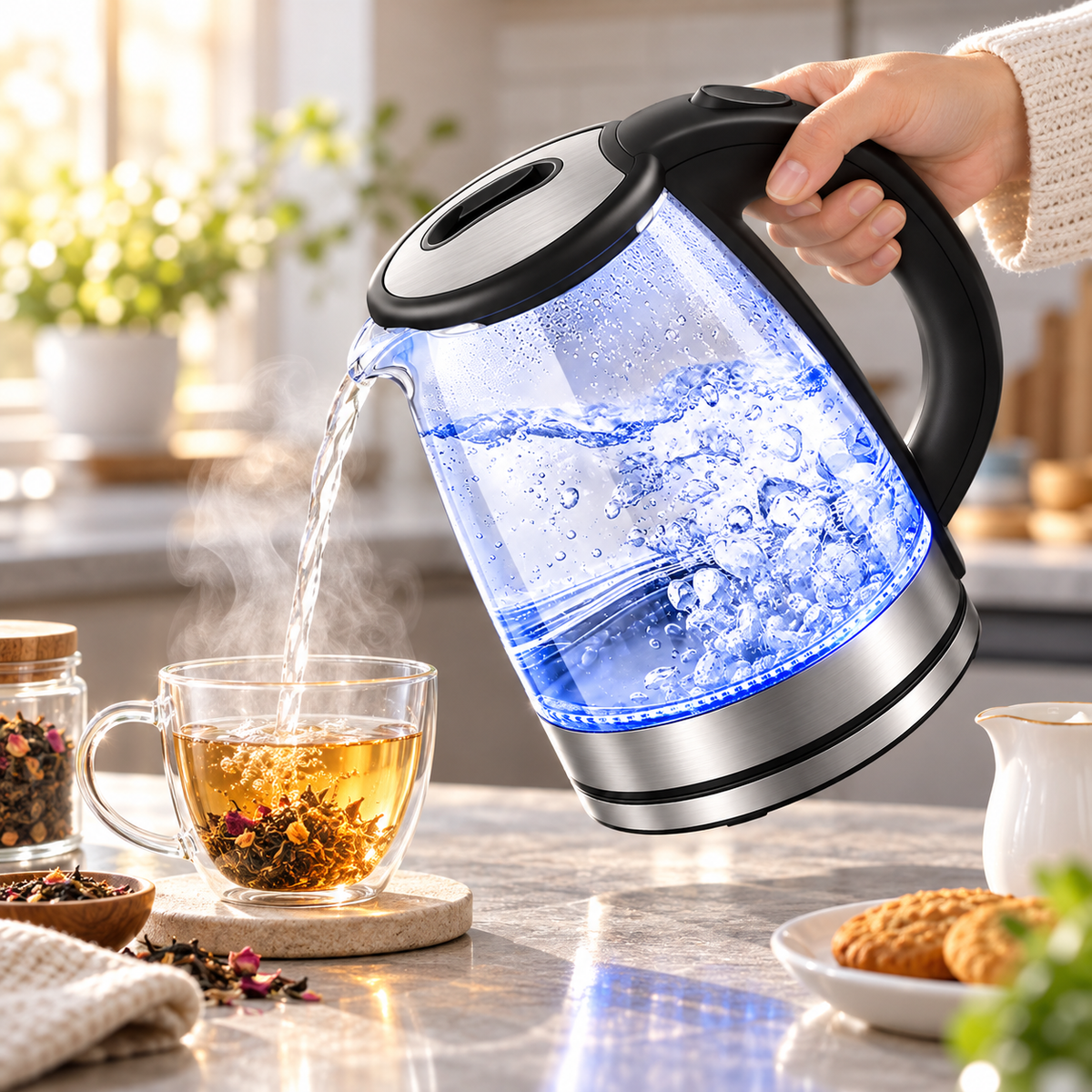 Electric Kettle Automatic Shut Off Cordless Stainless Steel