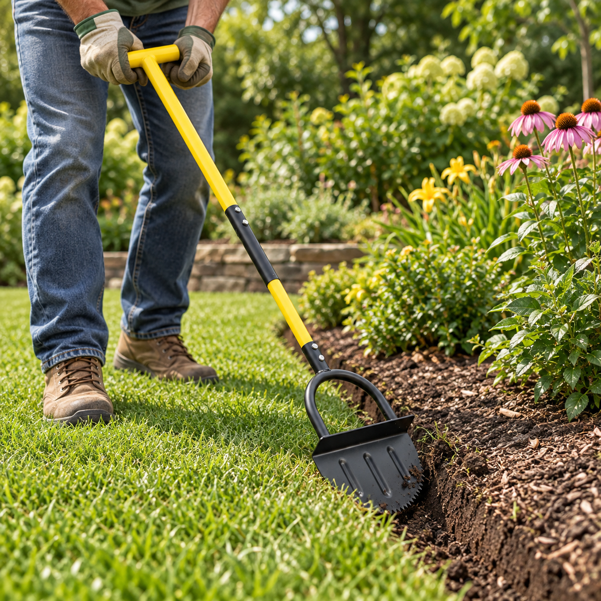 Ergonomic Manual Lawn Edger Steel Head Garden Tool