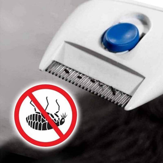 Electric Grooming Comb with Fine Metal Teeth and Low Voltage Discharge for Dogs and Cats