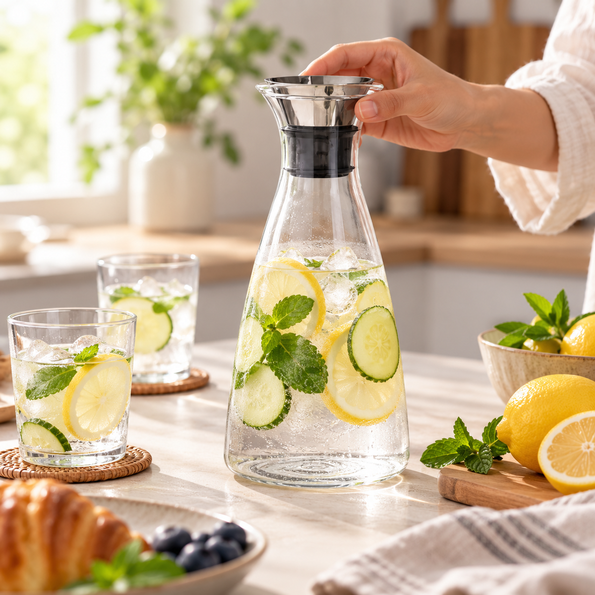 Lightweight Glass Carafe Minimalist Design Kitchen