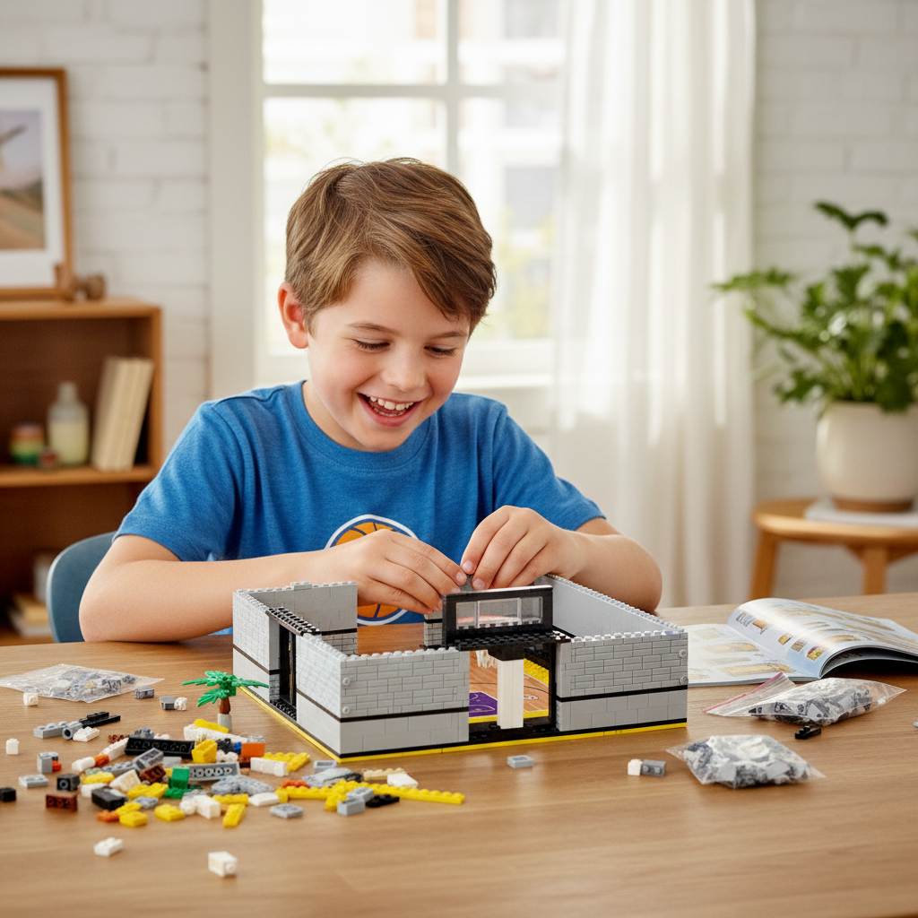Basketball Building Block Set – DIY Sports Arena Construction Toy for Kids with Educational STEM Learning and Creative Play Fun