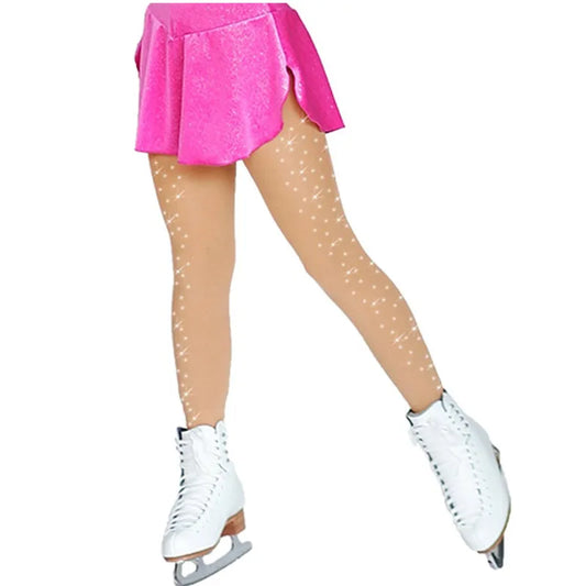 Rhinestone Figure Skating Tights – Stretch Performance Pants for Ice Skating, Gymnastics, Dance and Training Comfort