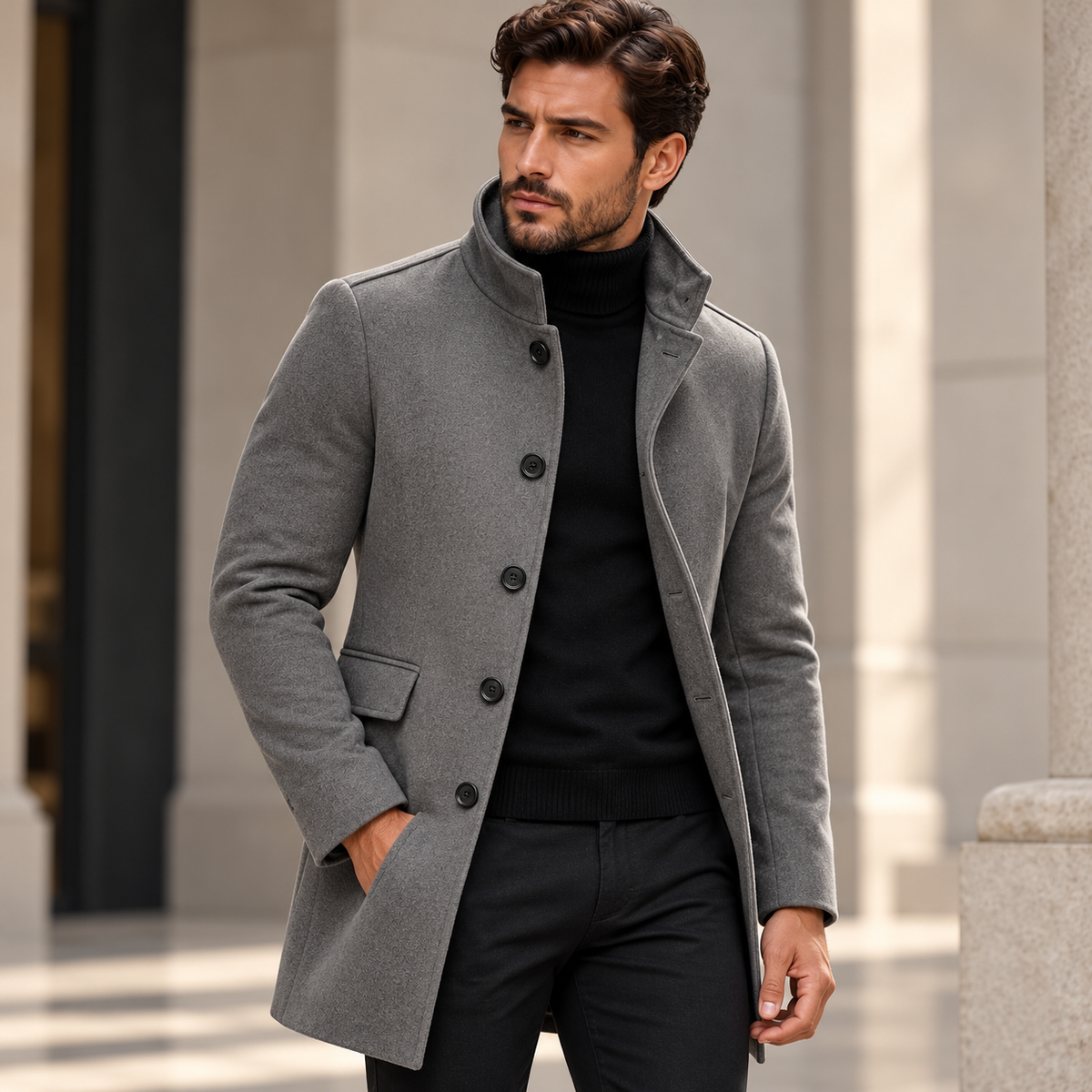 Men's Fall Overcoat Collar Design | Outerwear Coat