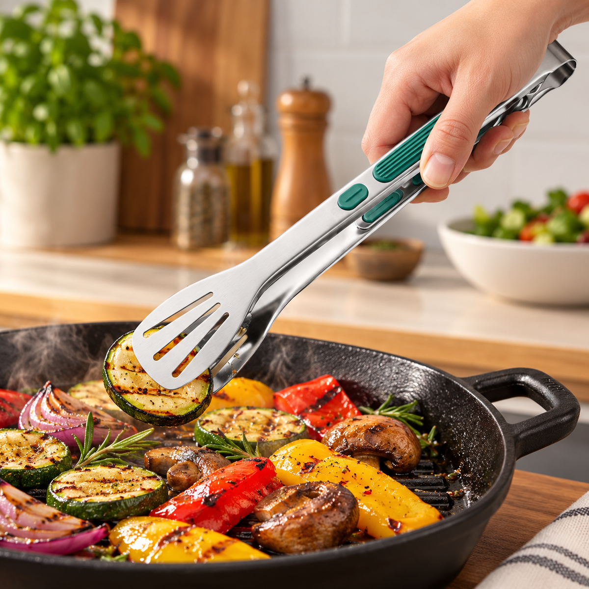 Non Slip Food Tongs Dishwasher Safe Kitchen Tongs