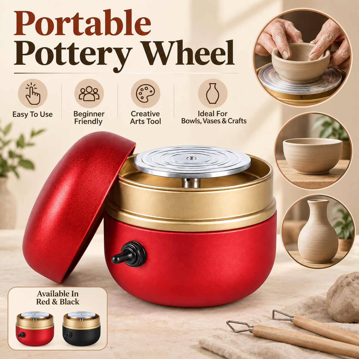 Portable Pottery Wheel Compact Creative Arts Tool