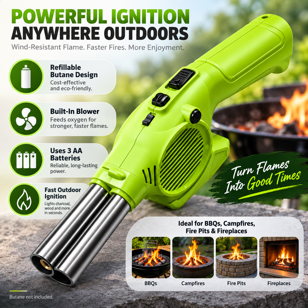 Refillable Butane Lighter Bbq Ignition Lighter Outdoor Use