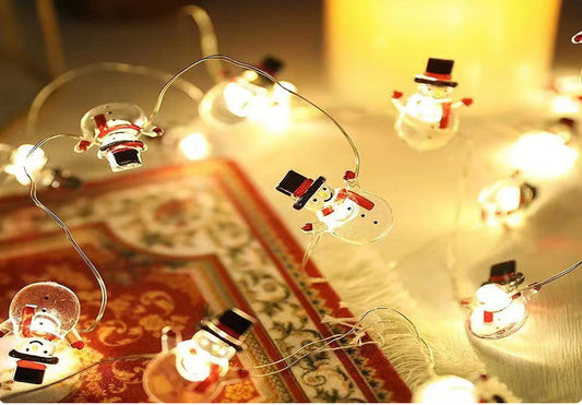 LED Christmas Fairy Lights β 20 LED Battery Powered Santa and Snowflake String Lights for Holiday Home Decorations