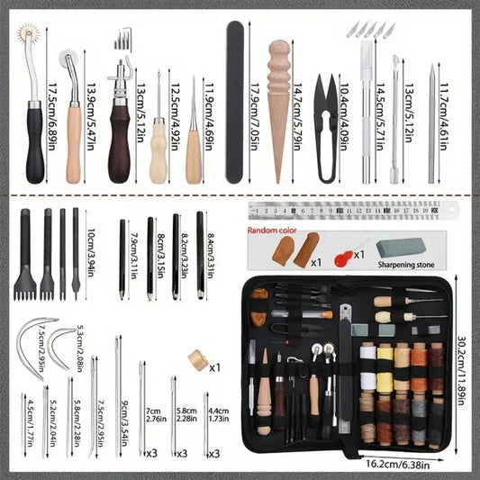 Leather Sewing Kit All In One Leather Craft Tool Set With Awl Needles And Thread DIY Gift Idea