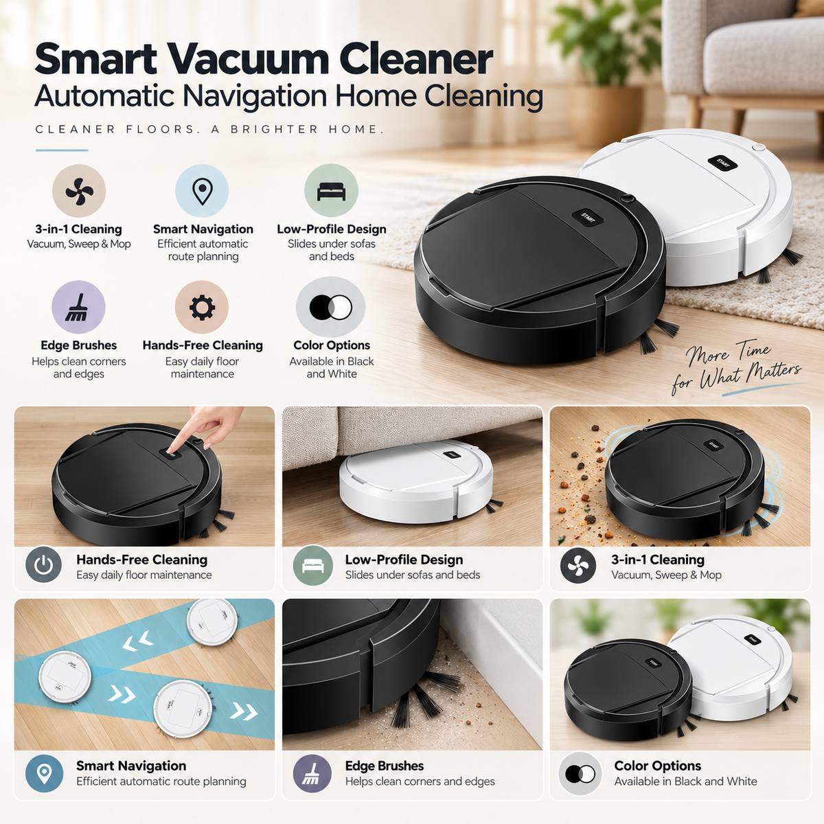 Smart Vacuum Cleaner Automatic Navigation Home Cleaning