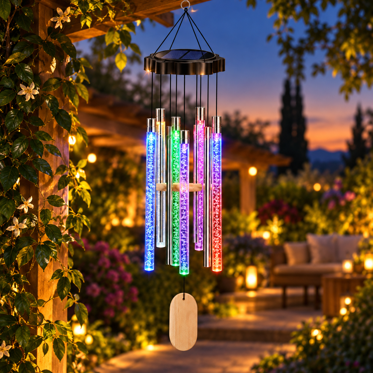 Solar Wind Chimes Musical Outdoor Hanging Lantern
