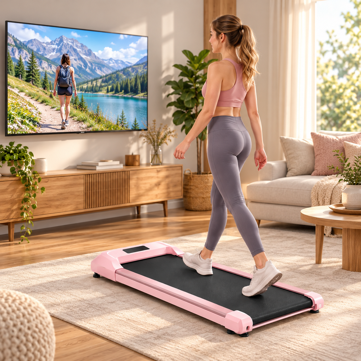 Under Desk Treadmill Standing Desk Wheels Portable Foldable