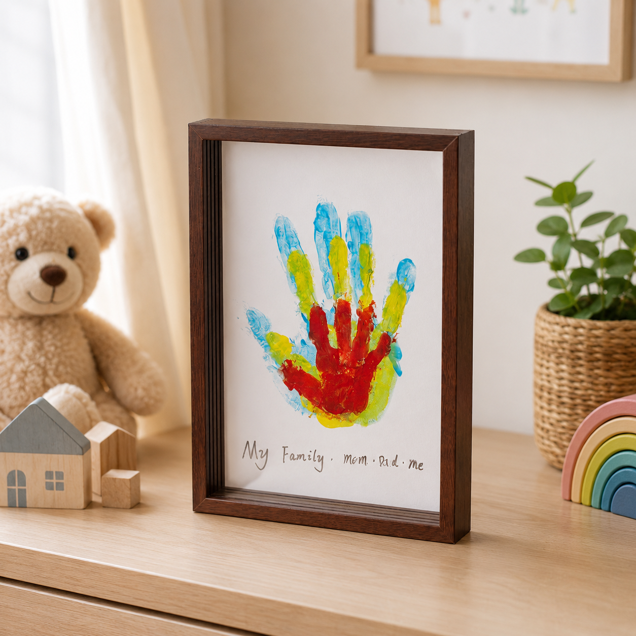 Wooden Frame Keepsake Family Handprint Display