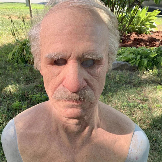 Realistic Old Man Latex Mask with Movable Mouth and Detailed Wrinkles for Adults