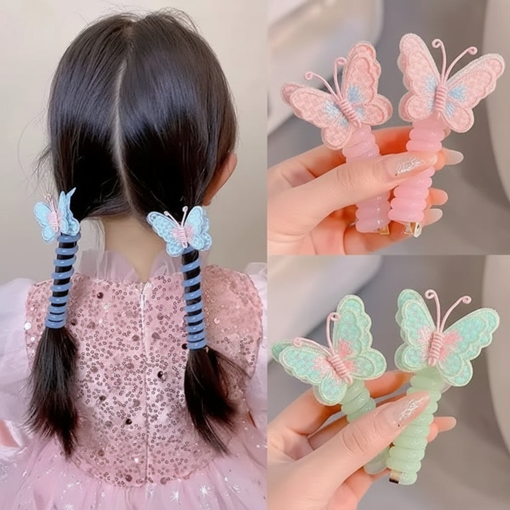 Cute Hair Bands Spiral Ties Butterfly Design