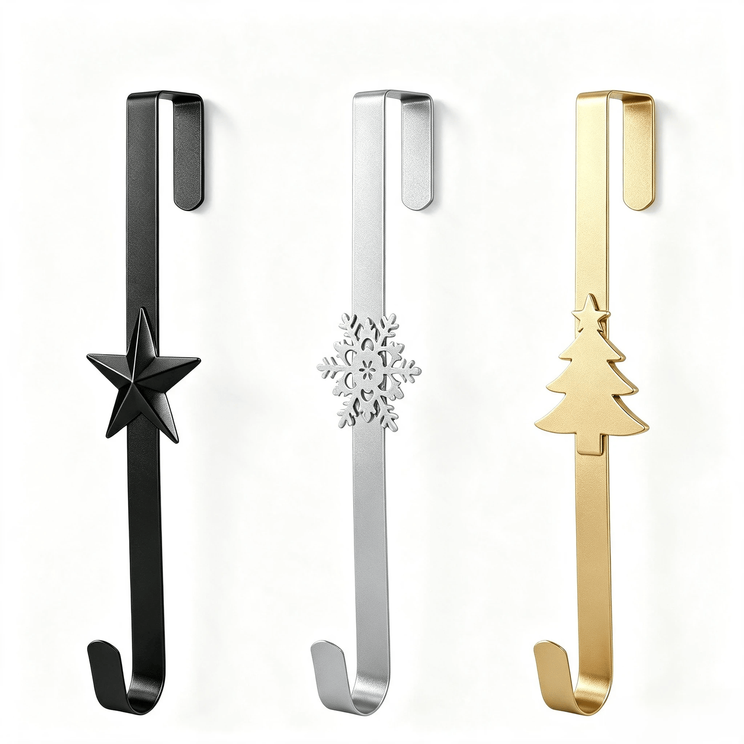 Metal Over The Door Wreath Hanger | Christmas Snowflake Tree Star Decor Hook