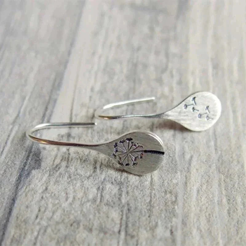 Dandelion Teardrop Earrings with Sterling Silver Hook Closure