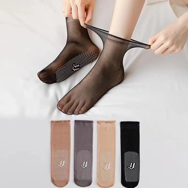 Invisible, Non-slip Crystal Silk Socks