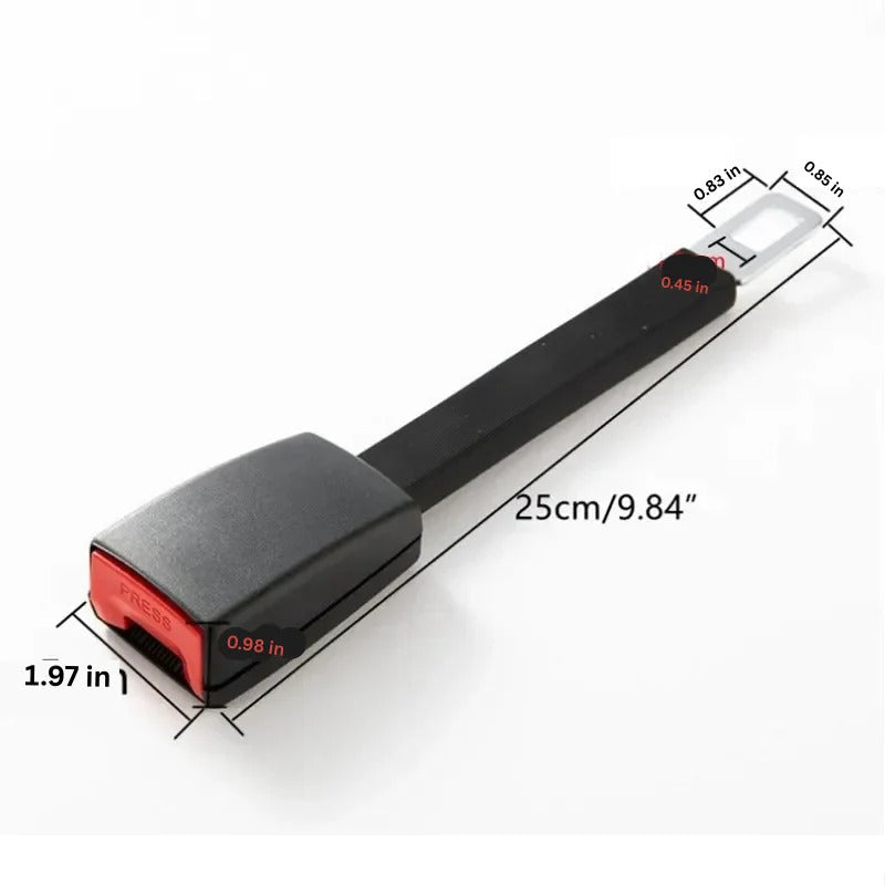 Seat Belt Extender with 11-Inch Rigid Stem and Upright Buckle Reach, Toolless Click-In