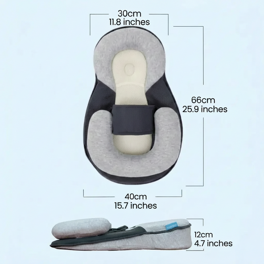Inclined Baby Bed with Wrap Around Belt and Anti Roll Design, 10 Degree Angle
