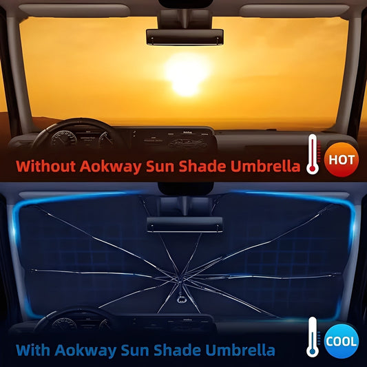 Foldable Windshield Sun Shade with Reflective Coating and Metal Frame for Cars