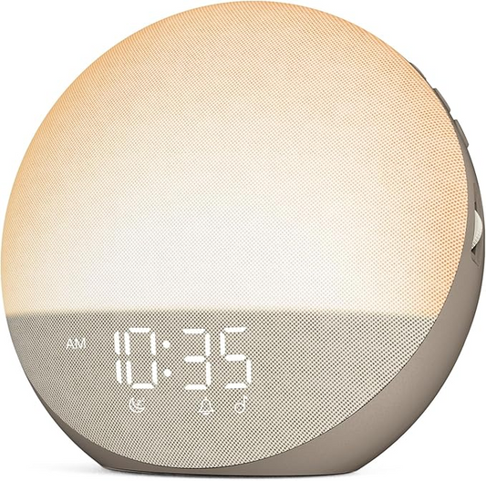 Sunrise Simulation Alarm Clock with Adjustable Brightness and Sunset Mode