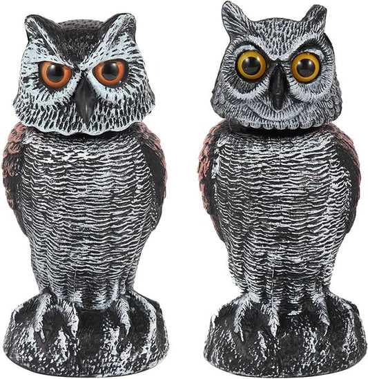 Wind-Activated Owl Decoy Set with Rotating Head and Fillable Base, 2-Pack