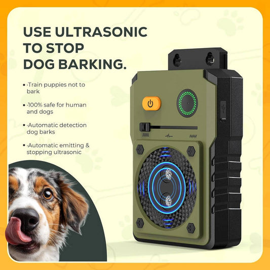 Ultrasonic Bark Deterrent with Automatic Detection and 3 Frequency Modes, 50ft Range