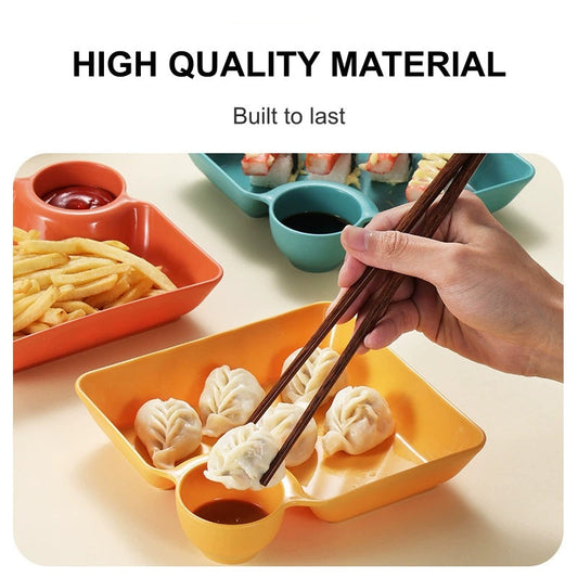 4PCS Snack and Appetizer Plate with Sauce Holder
