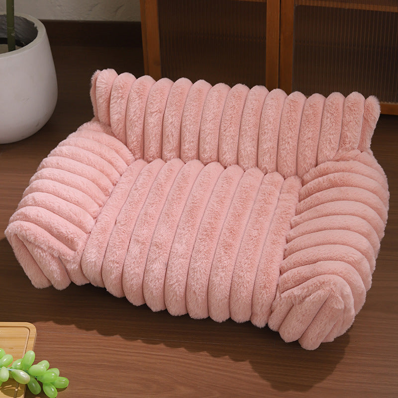 Cozy Sofa Pet Bed – Ultra-Comfortable, Raised Bolster Edges & Super-Soft Ribbed Plush