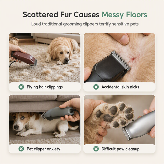 Low Noise Pet Grooming Kit with Vacuum Electric Hair Clippers and Complete Shedding Tool Set