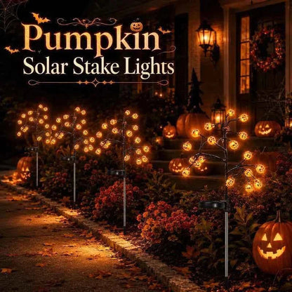Solar Powered Pumpkin Stake Lights – Ideal Outdoor Halloween Landscape Decor