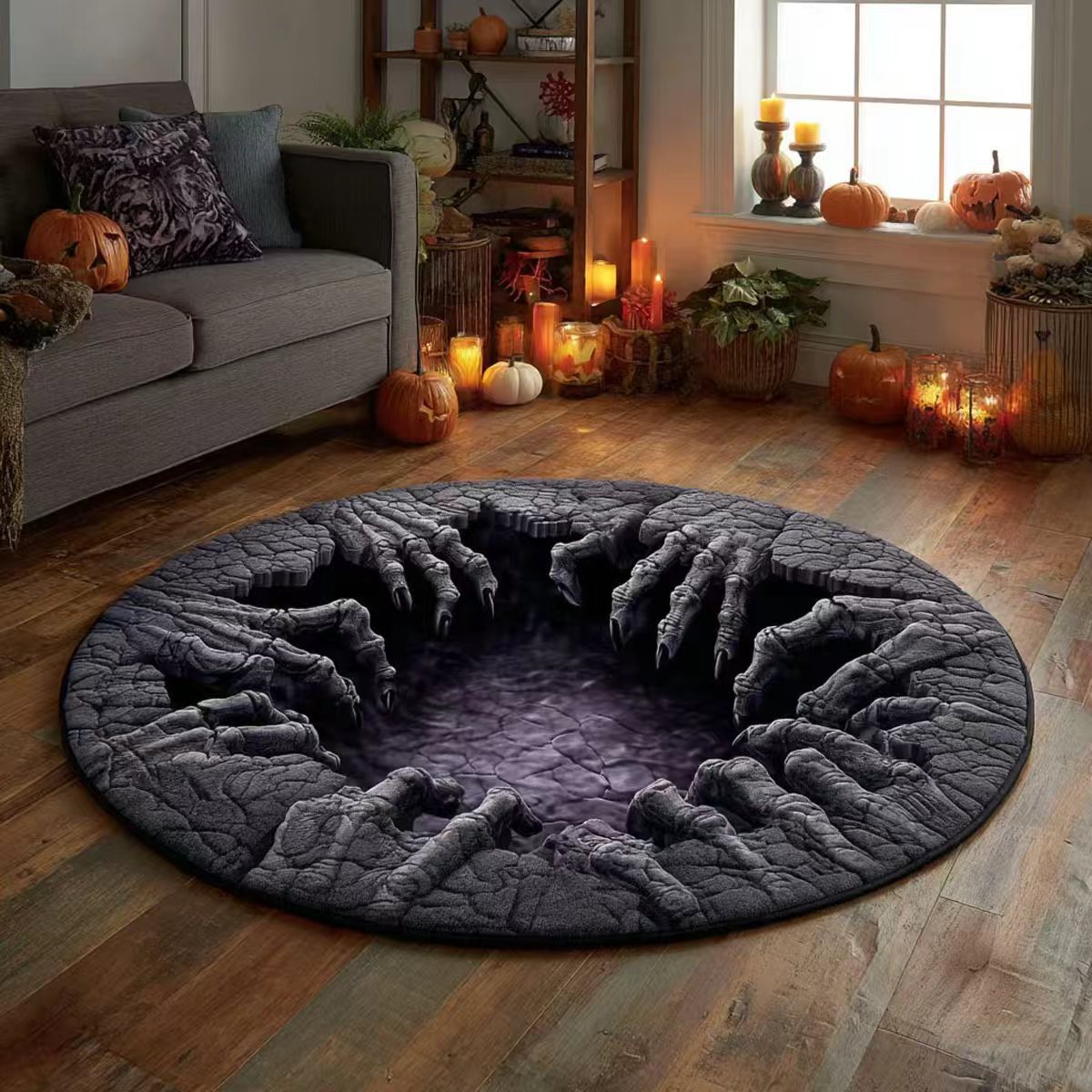 3D Spider Illusion Halloween Rug — Create A Spooky “Vortex” Effect That Terrifies Every Guest