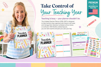 Undated Teacher Planner 2026–2027 | Weekly & Monthly Classroom Organizer for Lesson Planning, Scheduling & Teacher Productivity