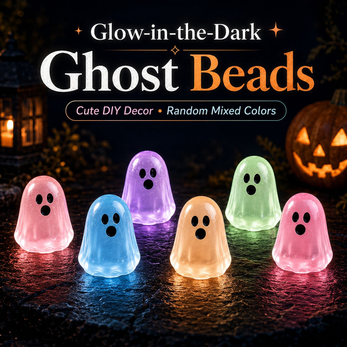 Glow-in-the-Dark Mini Ghost Decor  – 20/50PCS Cute Resin Halloween Set