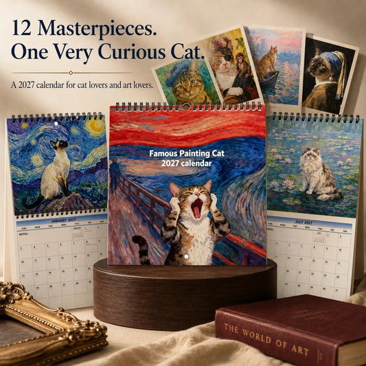 2027 Famous Painting Cat Calendar — 12 Masterpieces, One Curious Cat