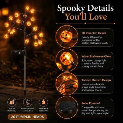 Solar Powered Pumpkin Stake Lights – Ideal Outdoor Halloween Landscape Decor
