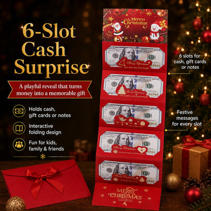 Christmas Cash Gift Envelope – 6-Slot Folding Money Holder for Holiday Gifting
