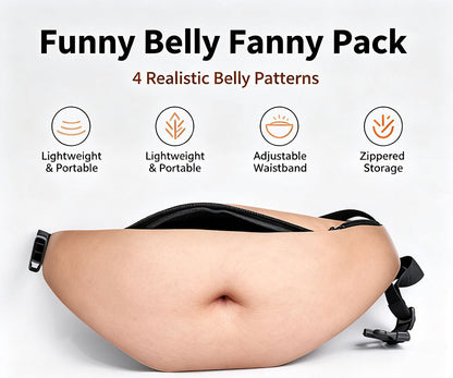 Funny Belly Fanny Pack – Realistic Fake Belly Waist Bag